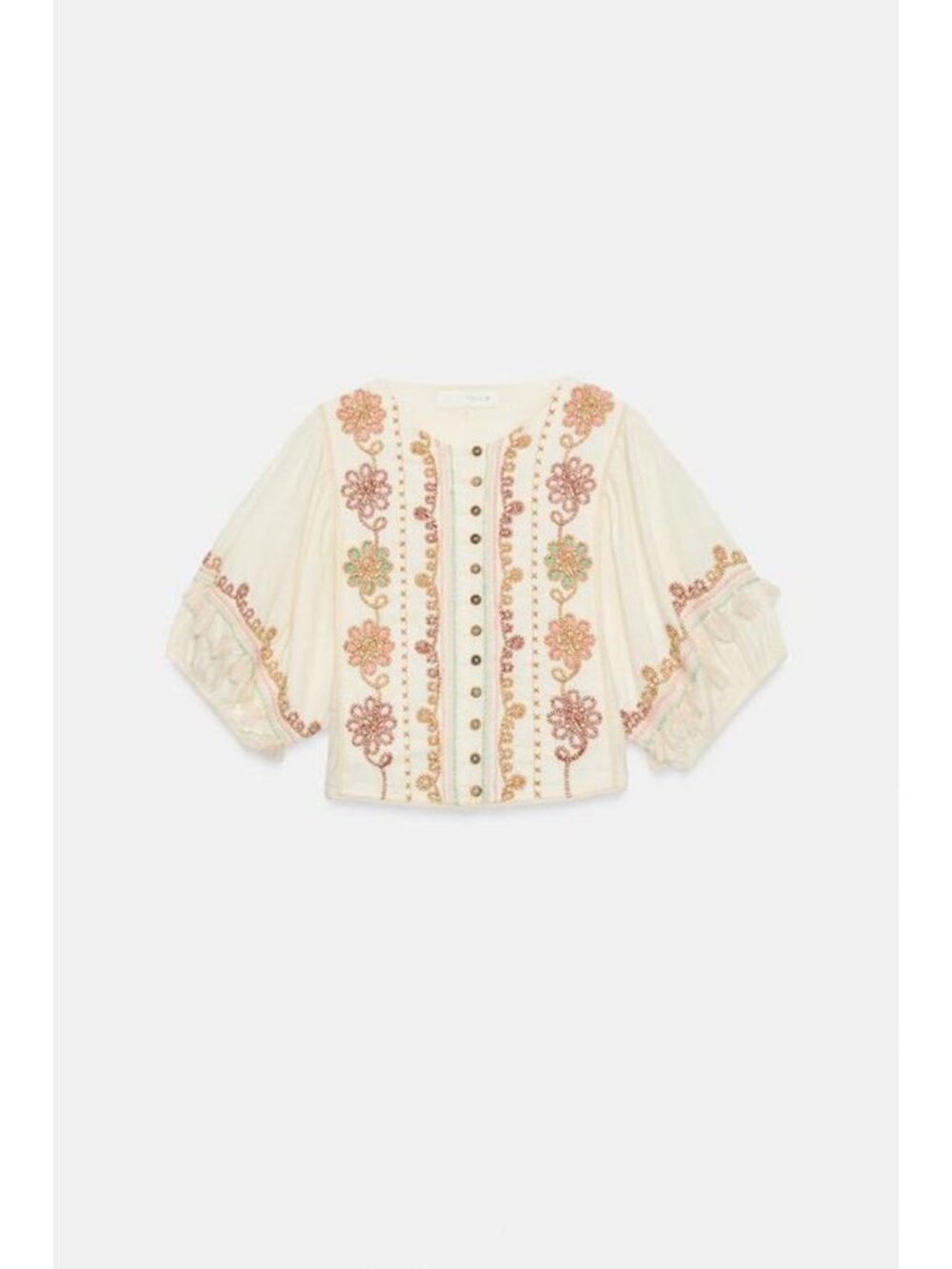ZARA EMBROIDERED FRINGE BLOUSE - Picture 7 of 9